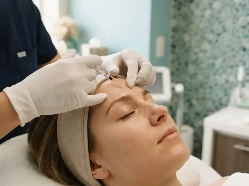 Botox being performed in the Arlington Heights treatment room