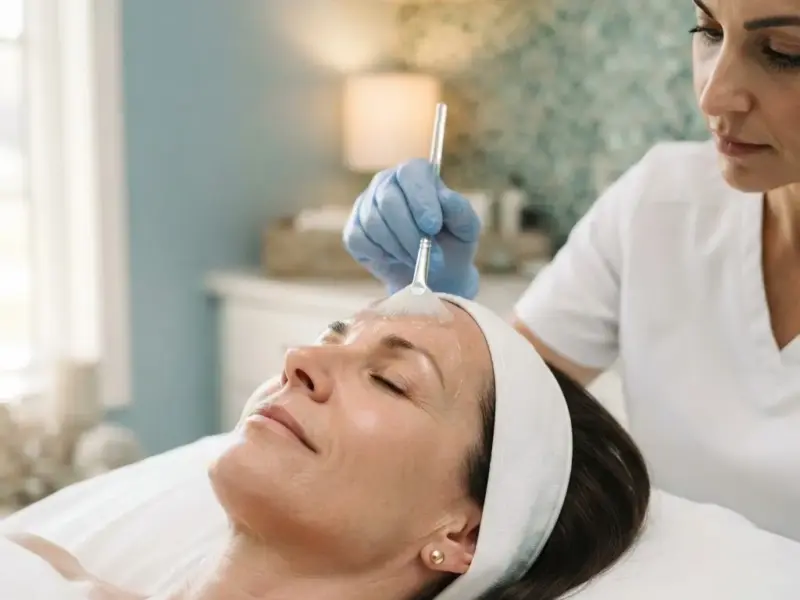 Chemical peels being performed in the Arlington Heights treatment room