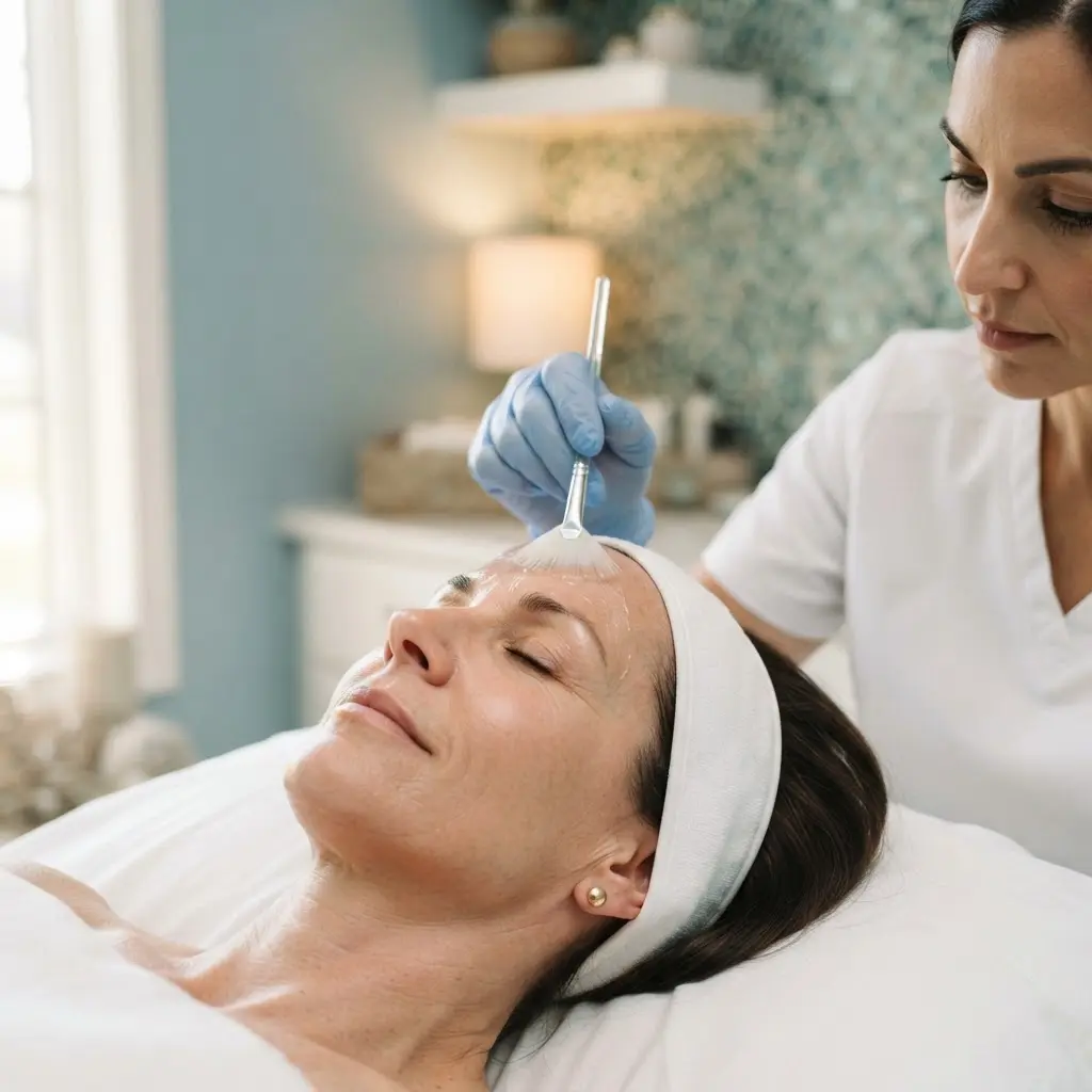 Chemical peels being performed in the Arlington Heights treatment room
