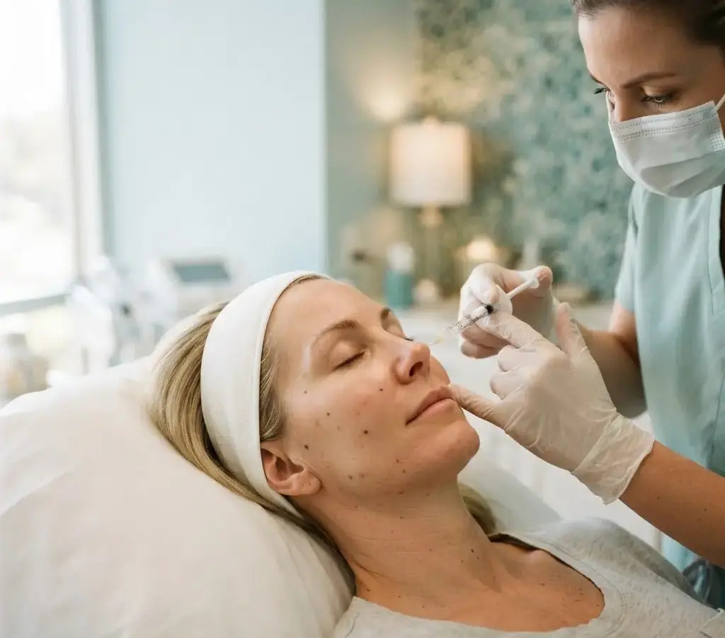 Dermal fillers being performed in the Arlington Heights treatment room
