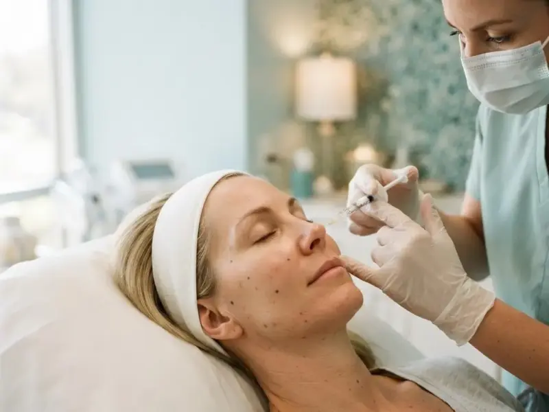Dermal fillers being performed in the Arlington Heights treatment room