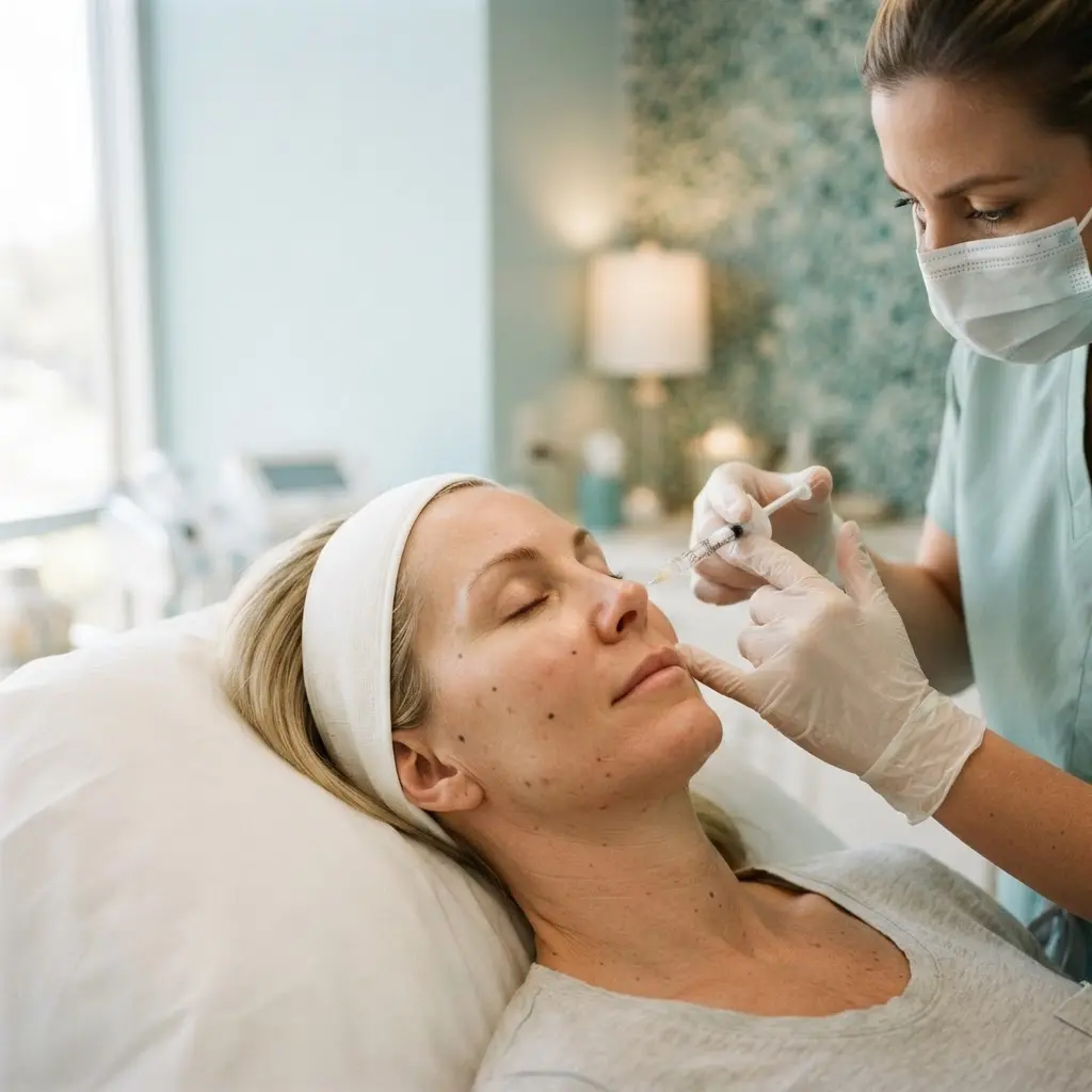 Dermal fillers being performed in the Arlington Heights treatment room