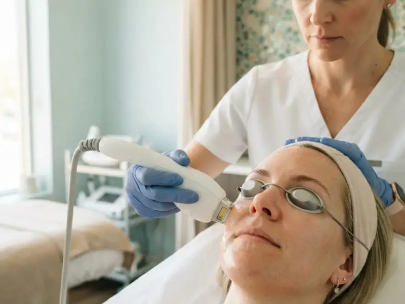 IPL photofacial being performed in the Arlington Heights treatment room