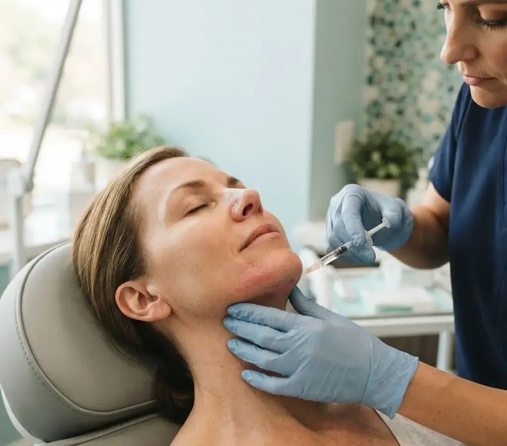 Kybella being performed in the Arlington Heights treatment room