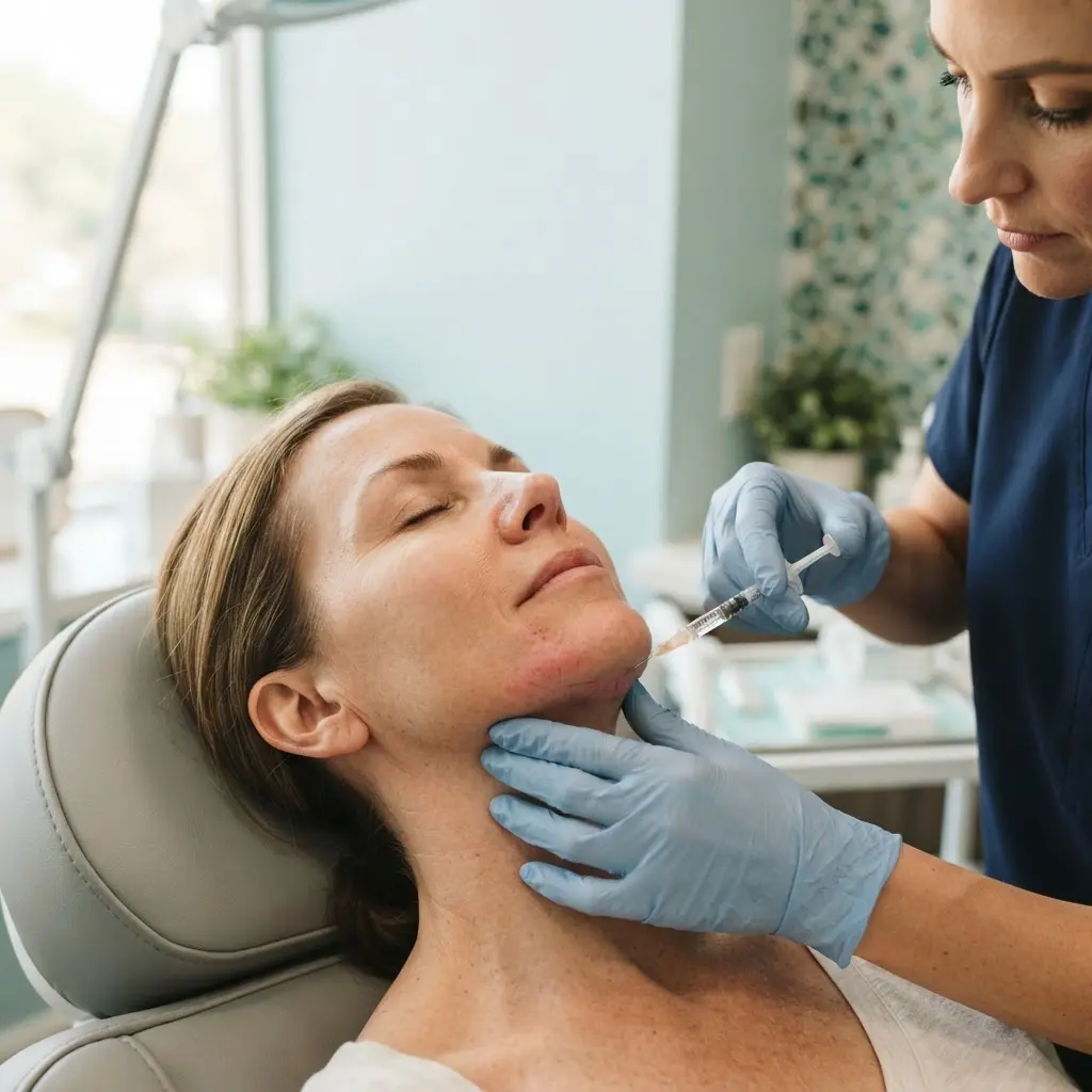 Kybella being performed in the Arlington Heights treatment room