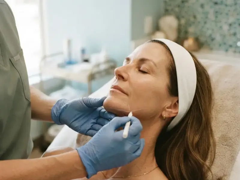 PDO thread lift being performed in the Arlington Heights treatment room
