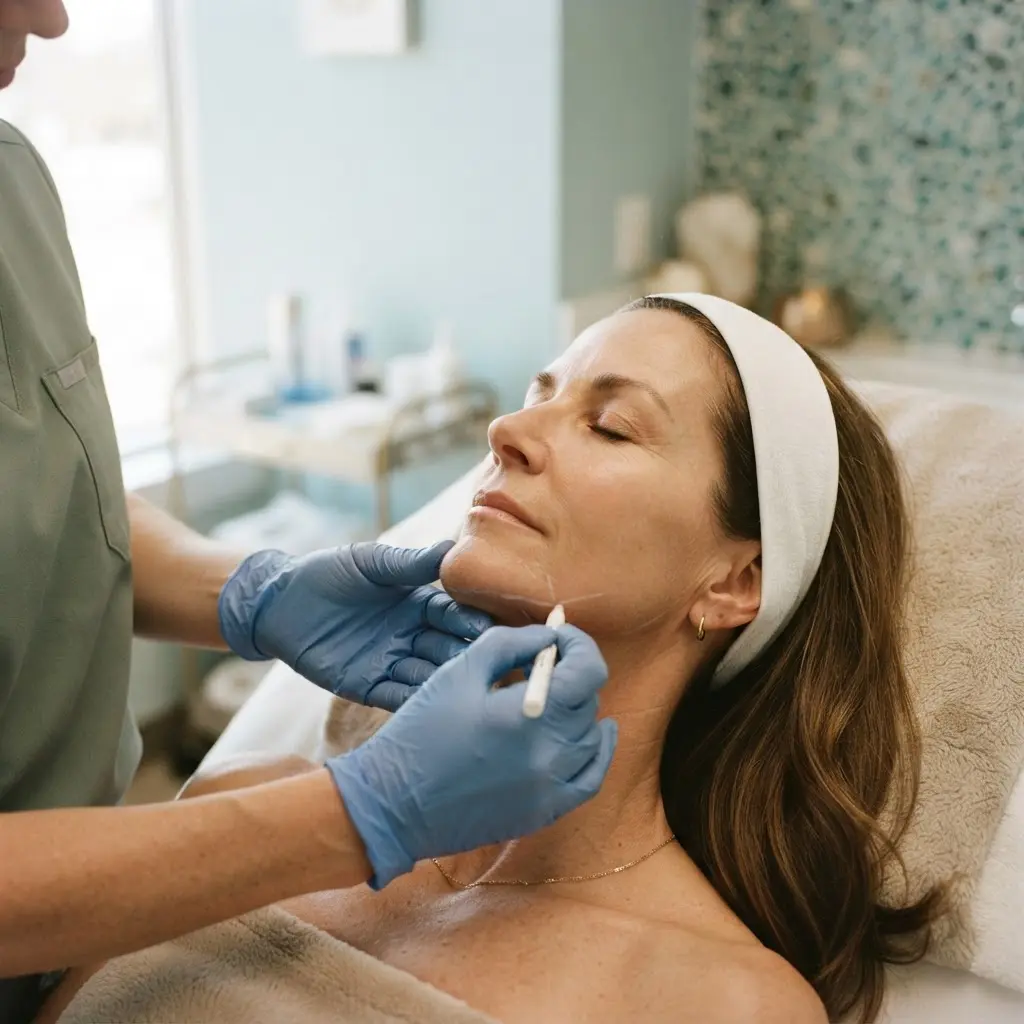 PDO thread lift being performed in the Arlington Heights treatment room