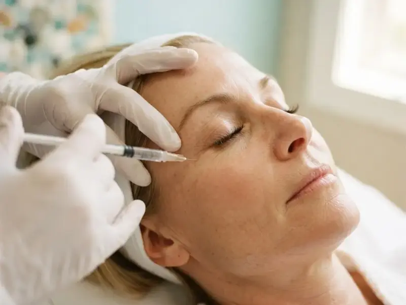 Under-eye PRF being performed in the Arlington Heights treatment room