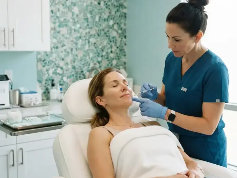 Sculptra being performed in the Arlington Heights treatment room
